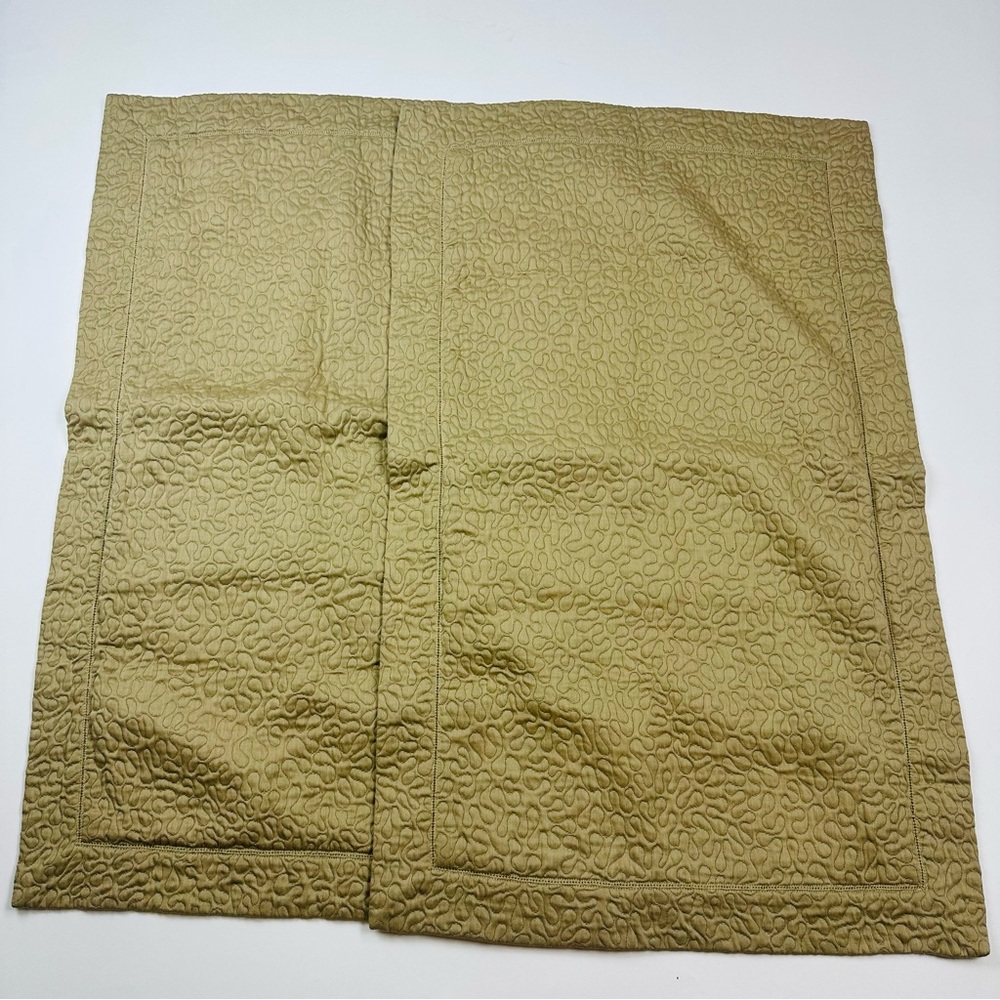 Peacock Alley Tan Camel Egyptian Cotton Quilted King Pillow Shams Set of 2